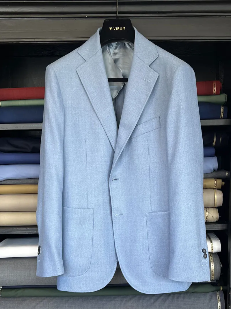 -Blazer Holland & Sherry in flanella spigata Azzurra – TG 48