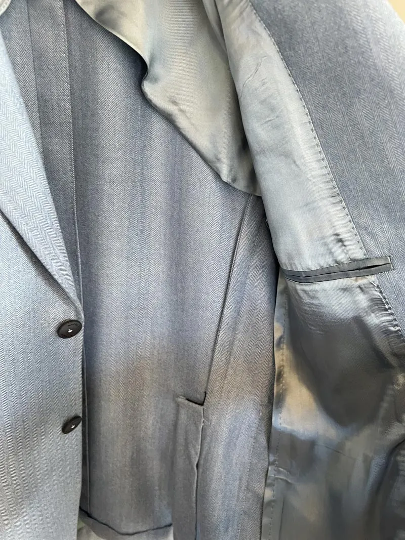 -Blazer Holland & Sherry in flanella spigata Azzurra – TG 48