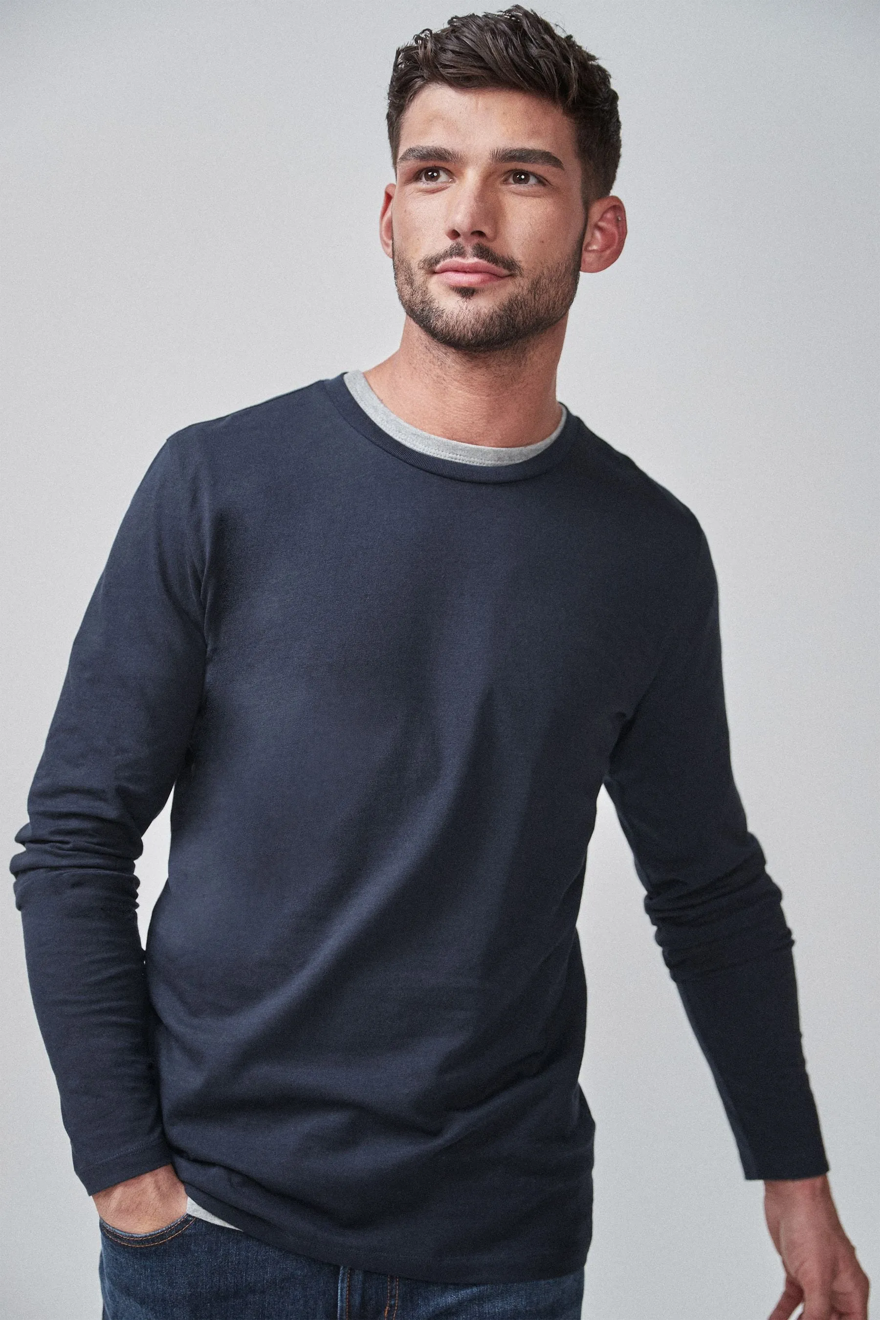 100% Cotton Long Sleeve Crew Neck T-Shirt    