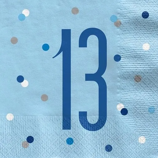 16 tovaglioli blu 13 ° compleanno 33 cm