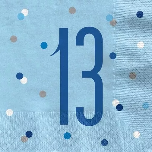 16 tovaglioli blu 13 ° compleanno 33 cm