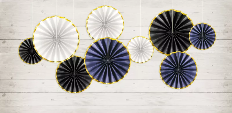 3 eleganti rosette di carta nere
