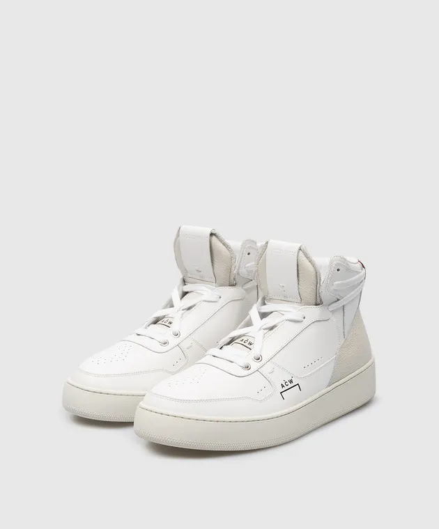 A Cold Wall Scarpe alte Luol in pelle bianca con logo ACWUF092A