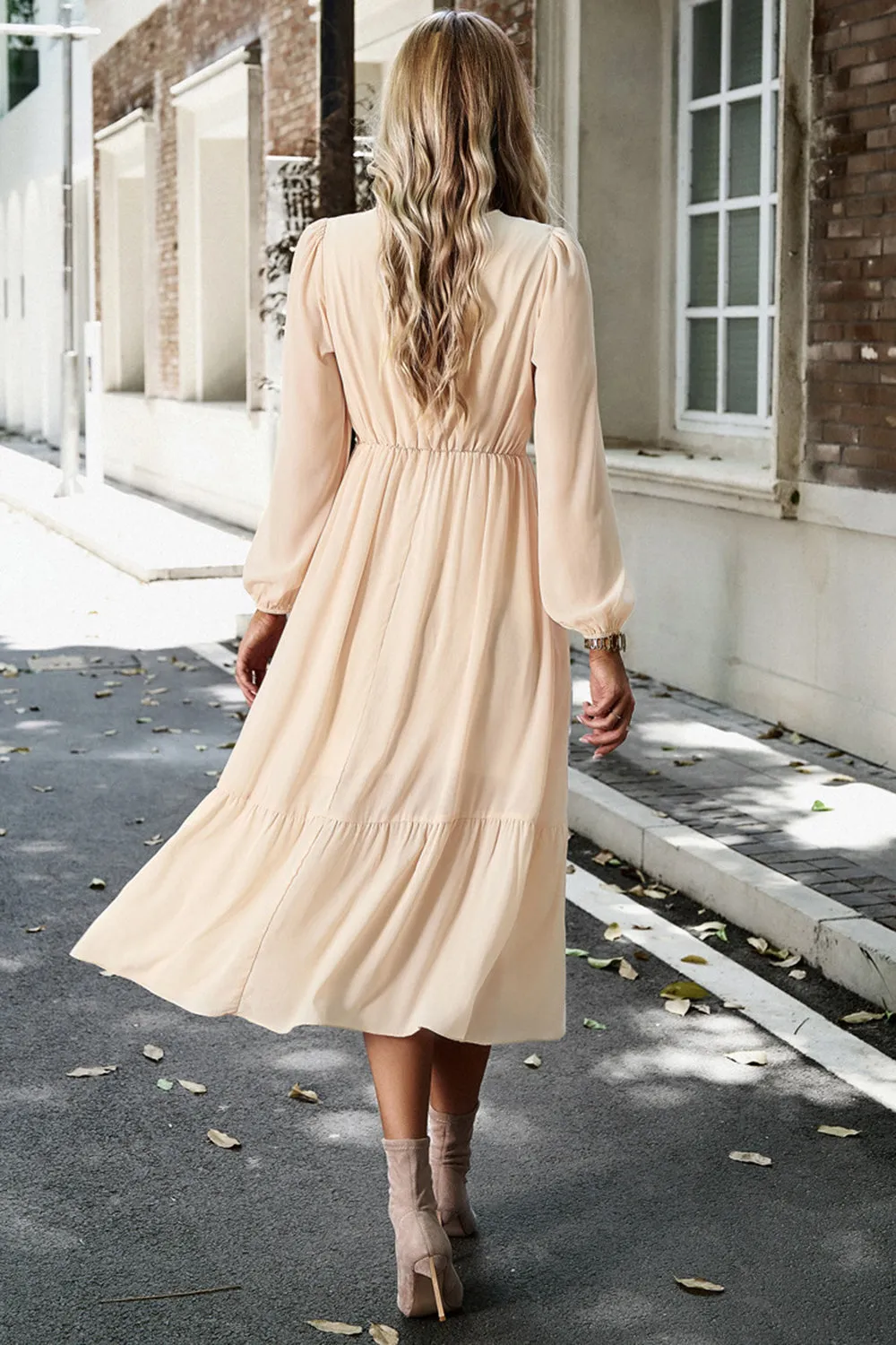 Abito casual rosa a maniche lunghe A Line