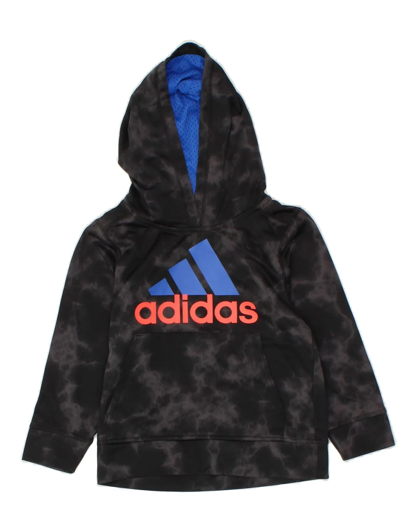 ADIDAS Girls Graphic Hoodie Jumper 4-5 Years Small Grey Tie Dye