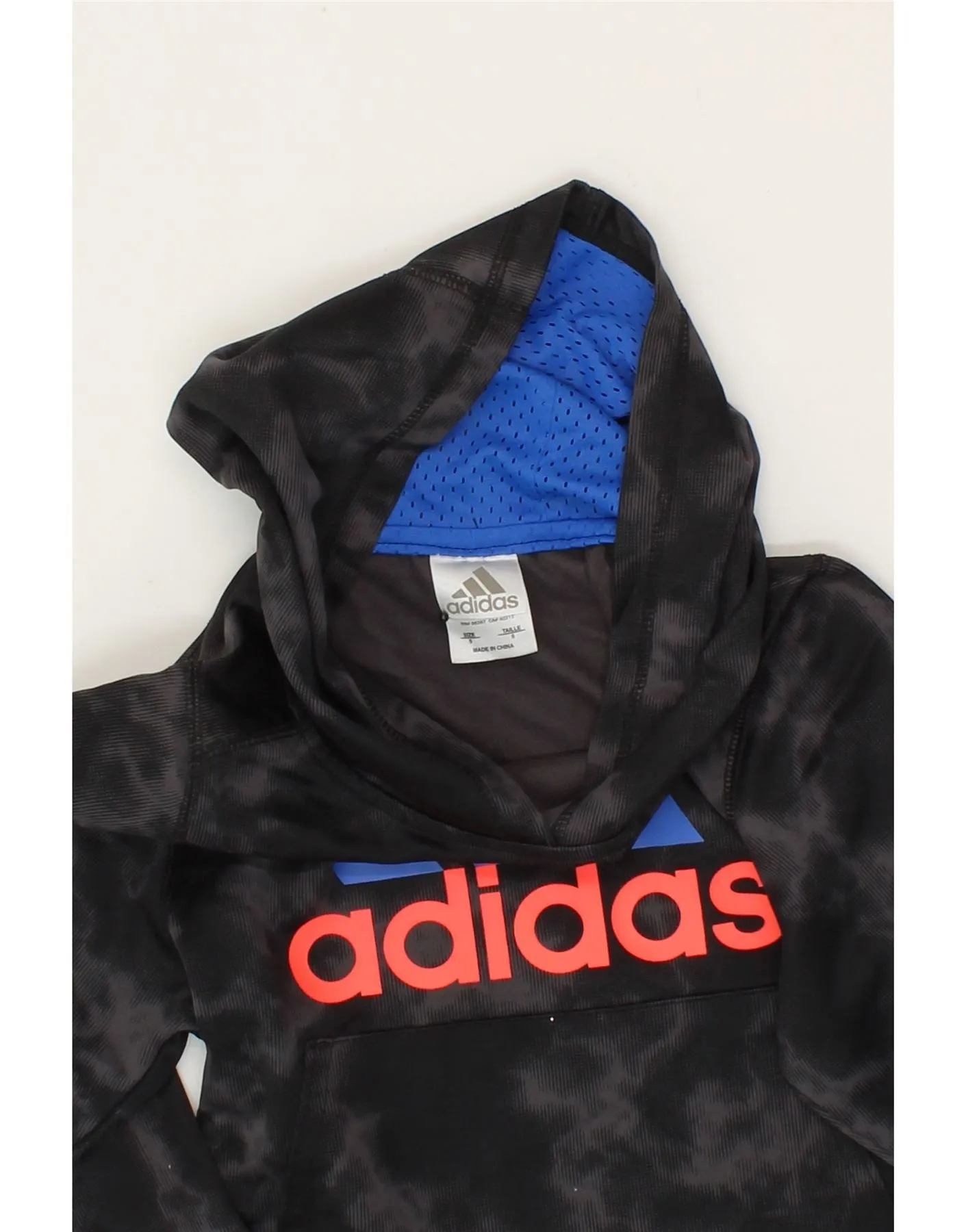 ADIDAS Girls Graphic Hoodie Jumper 4-5 Years Small Grey Tie Dye