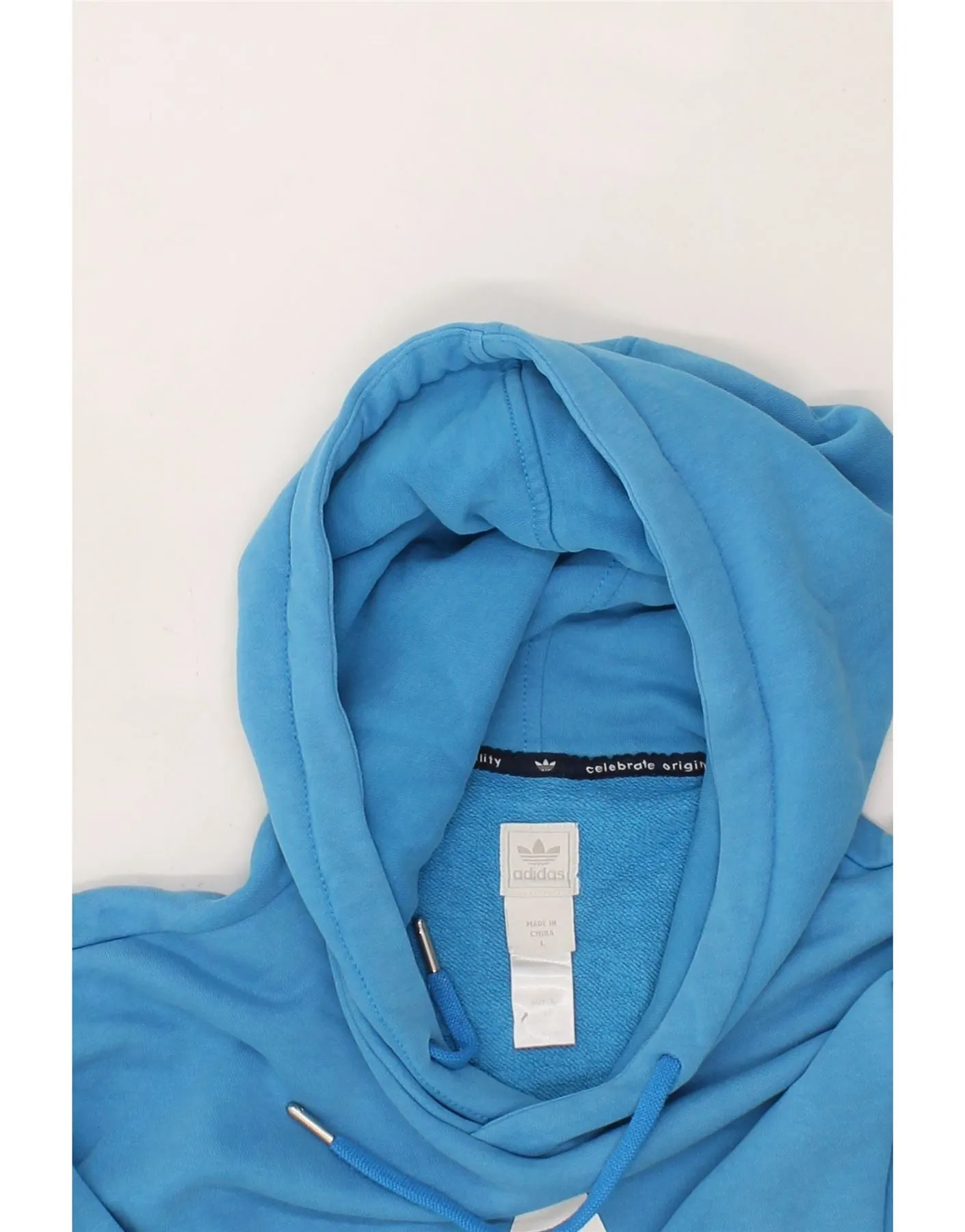 ADIDAS Mens Graphic Hoodie Jumper Large Blue Cotton