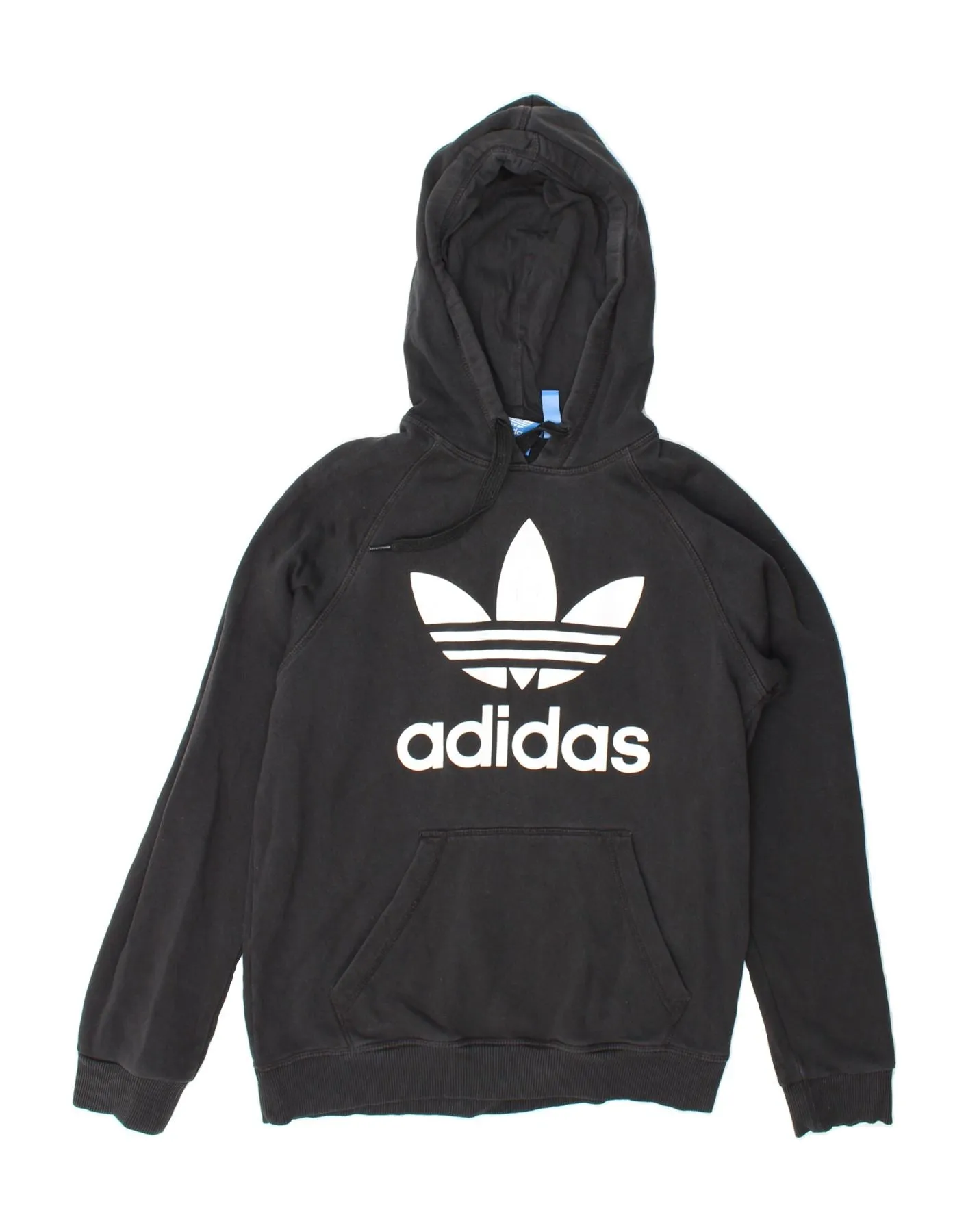 ADIDAS Mens Graphic Hoodie Jumper Small Black Cotton