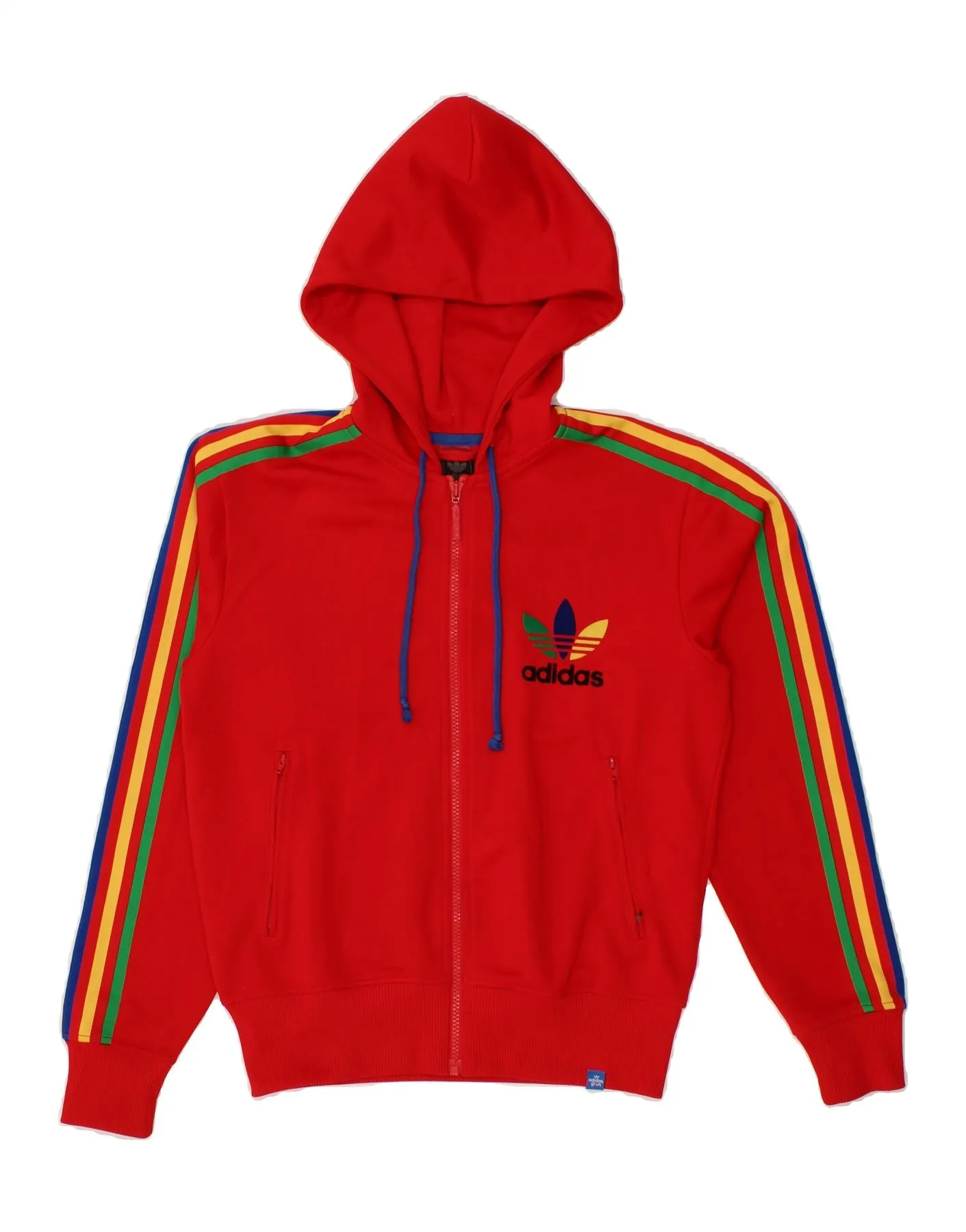 ADIDAS Mens Graphic Zip Hoodie Sweater Small Red Polyester