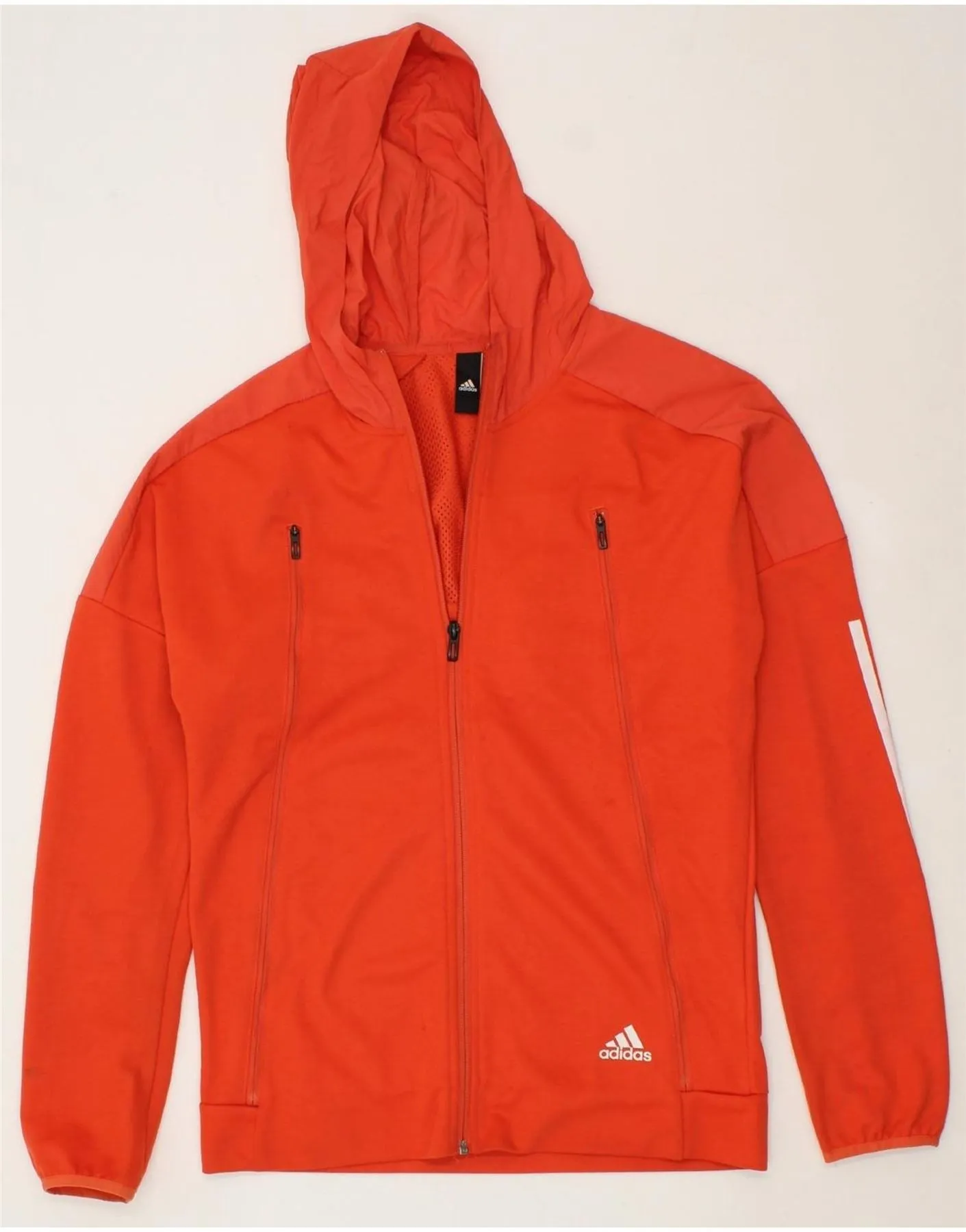 ADIDAS Mens Zip Hoodie Sweater M Orange Polyester