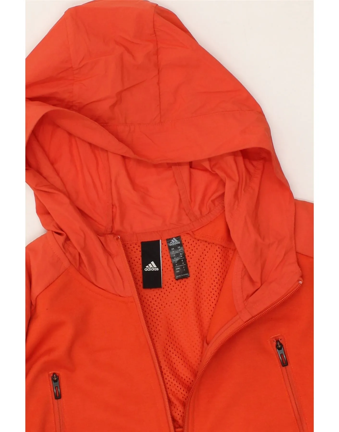 ADIDAS Mens Zip Hoodie Sweater M Orange Polyester
