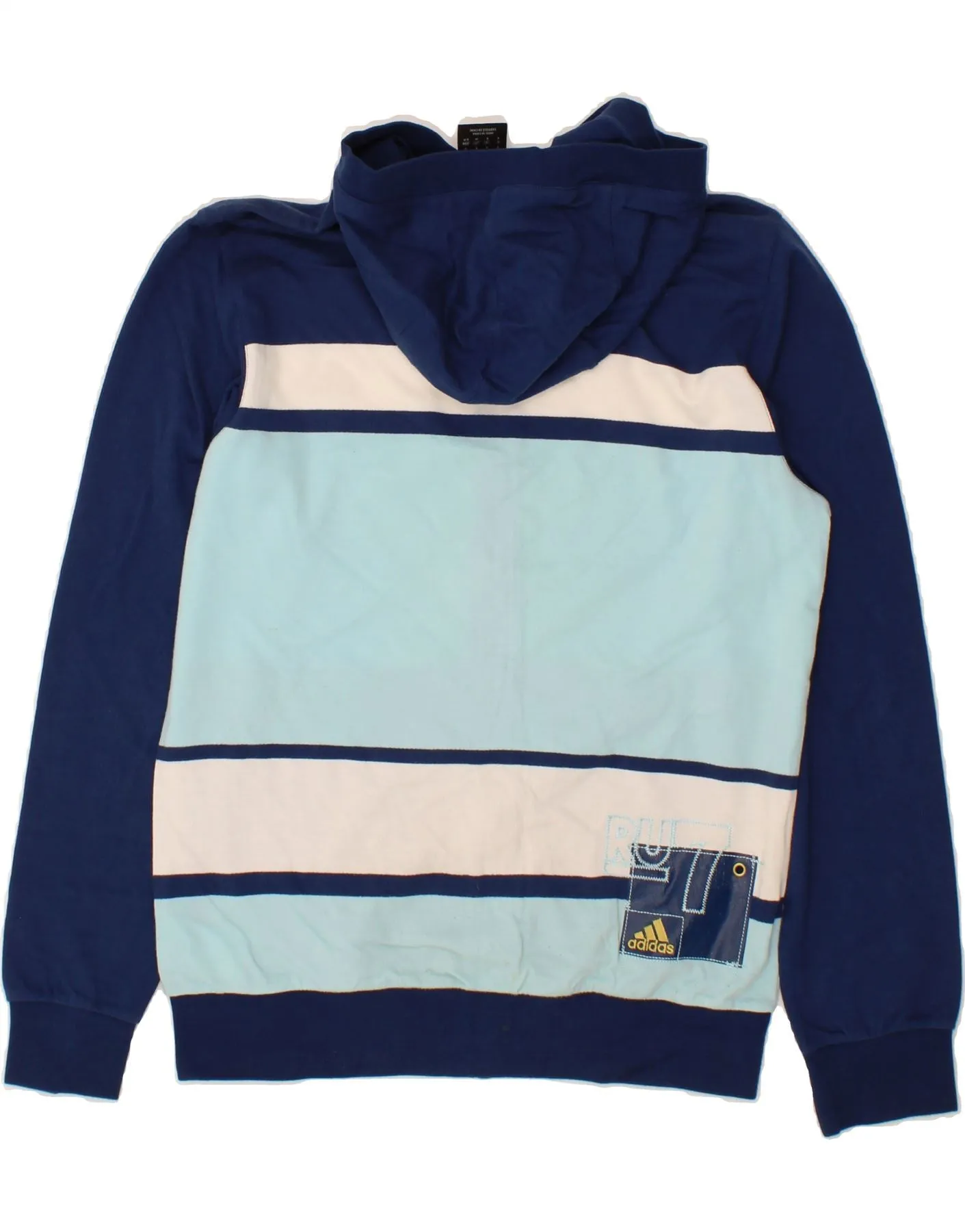 ADIDAS Mens Zip Hoodie Sweater Small Navy Blue Colourblock Cotton