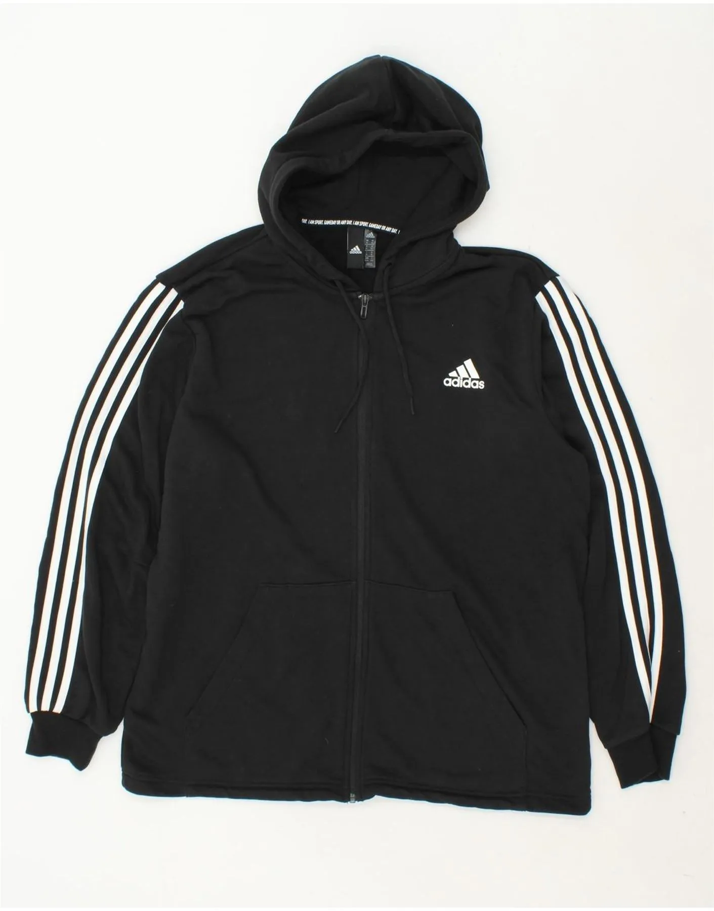 ADIDAS Mens Zip Hoodie Sweater XL Black Cotton