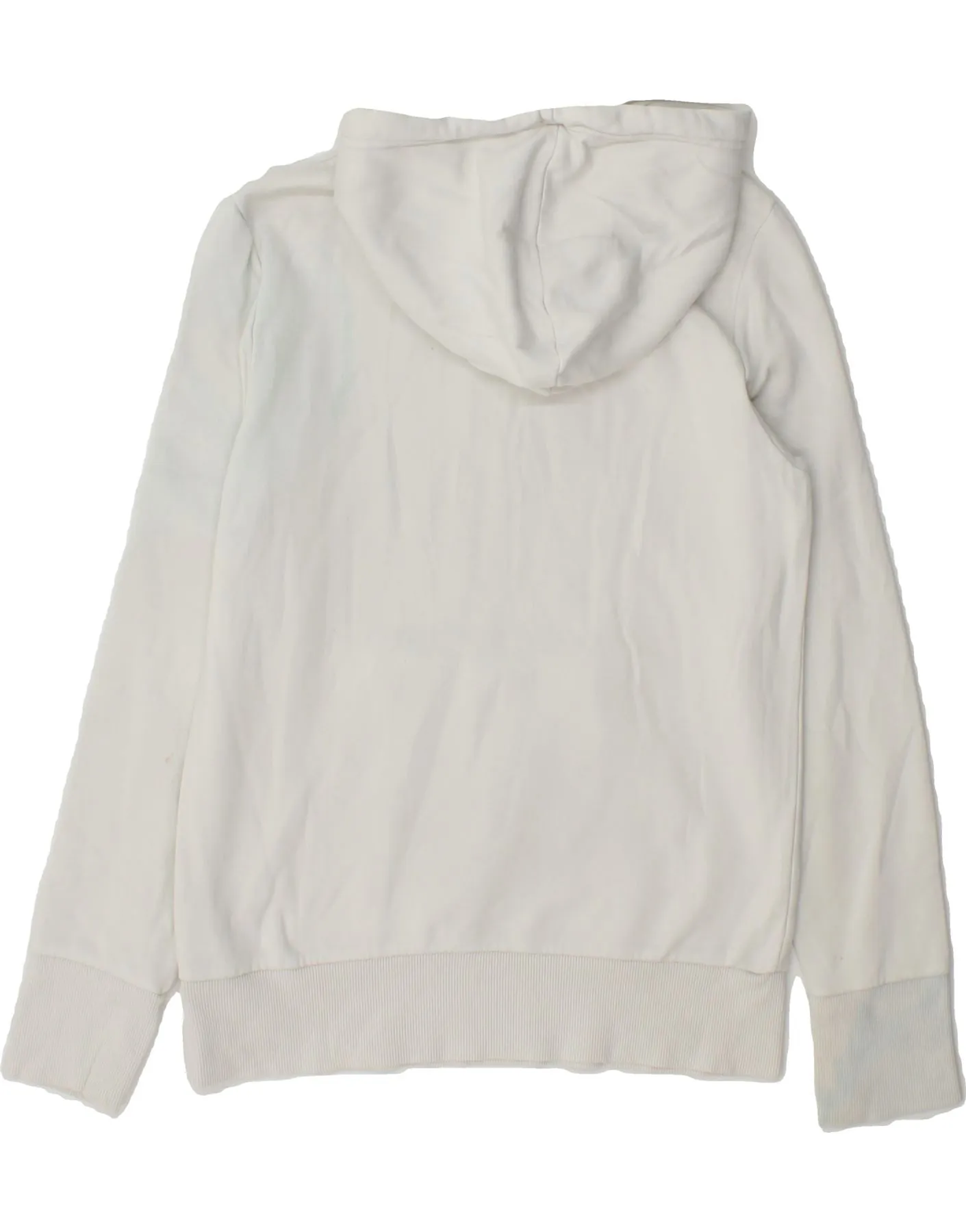 ADIDAS Womens Graphic Hoodie Jumper UK 10 Small White Cotton