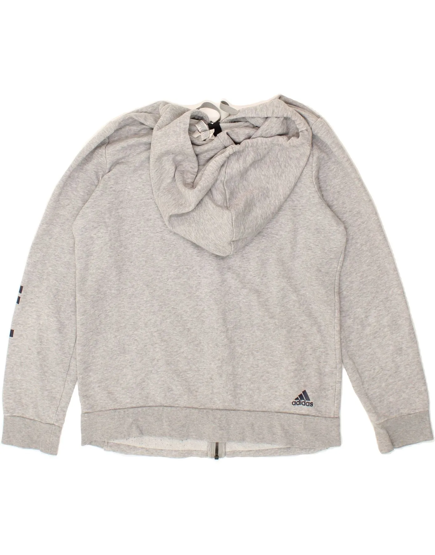 ADIDAS Womens Graphic Zip Hoodie Sweater UK 20/22 XL Grey Cotton