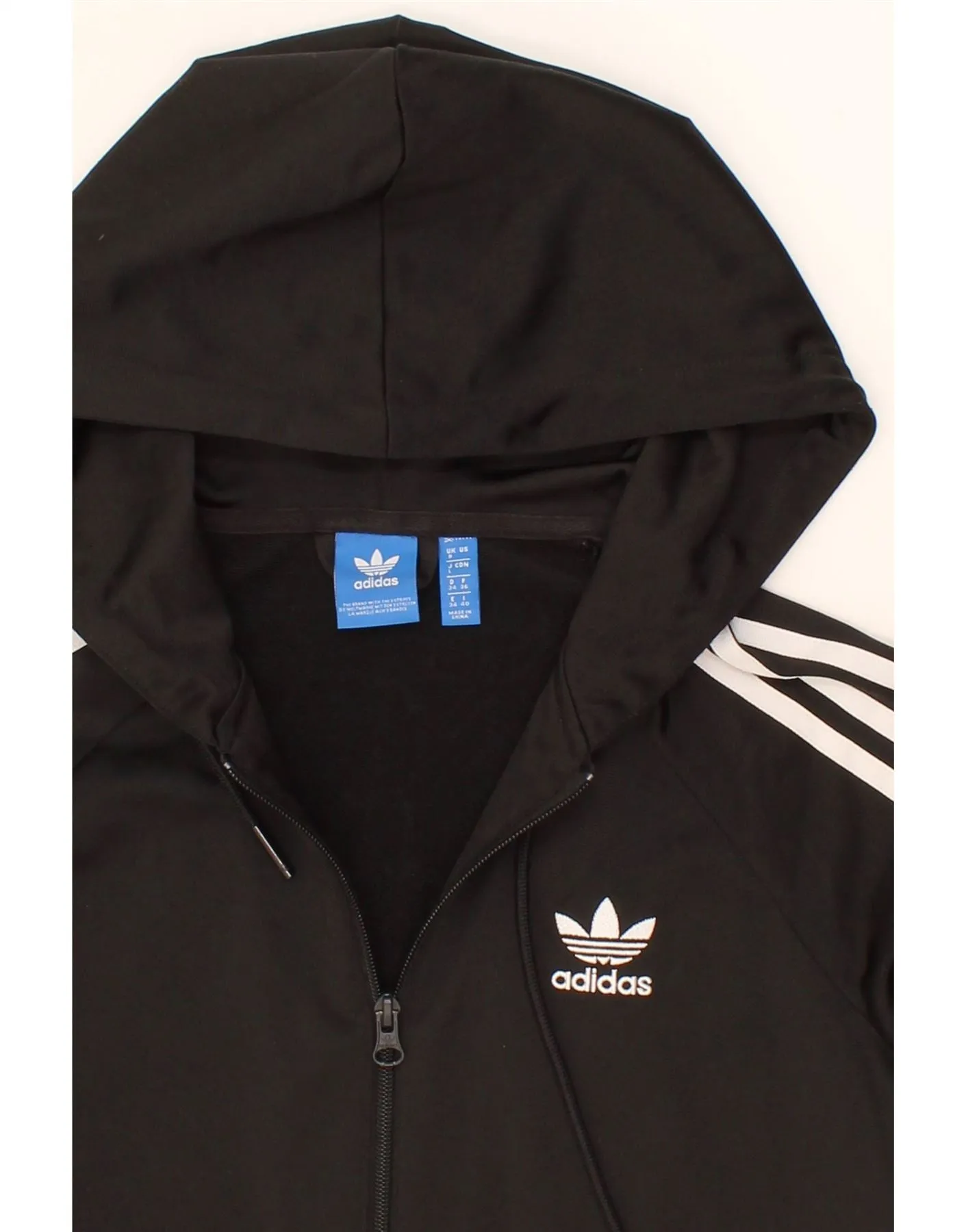 ADIDAS Womens Graphic Zip Hoodie Sweater UK 8 Small  Black Polyester