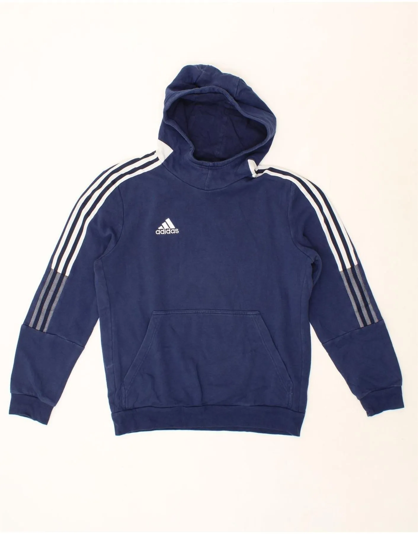 ADIDAS Womens Hoodie Jumper UK 16 Large Navy Blue