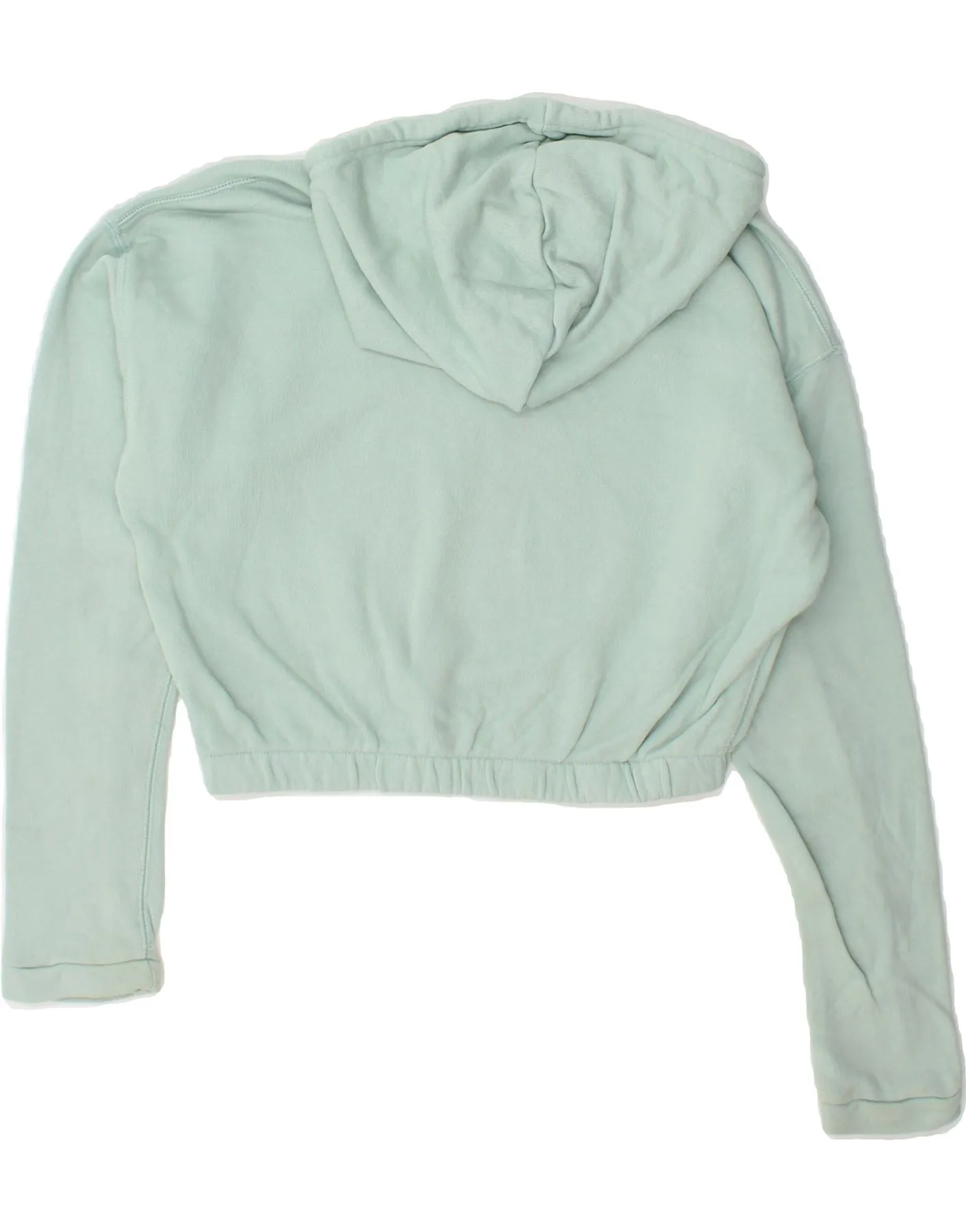 ADIDAS Womens Oversized Crop Graphic Hoodie Jumper UK 14 Medium Turquoise