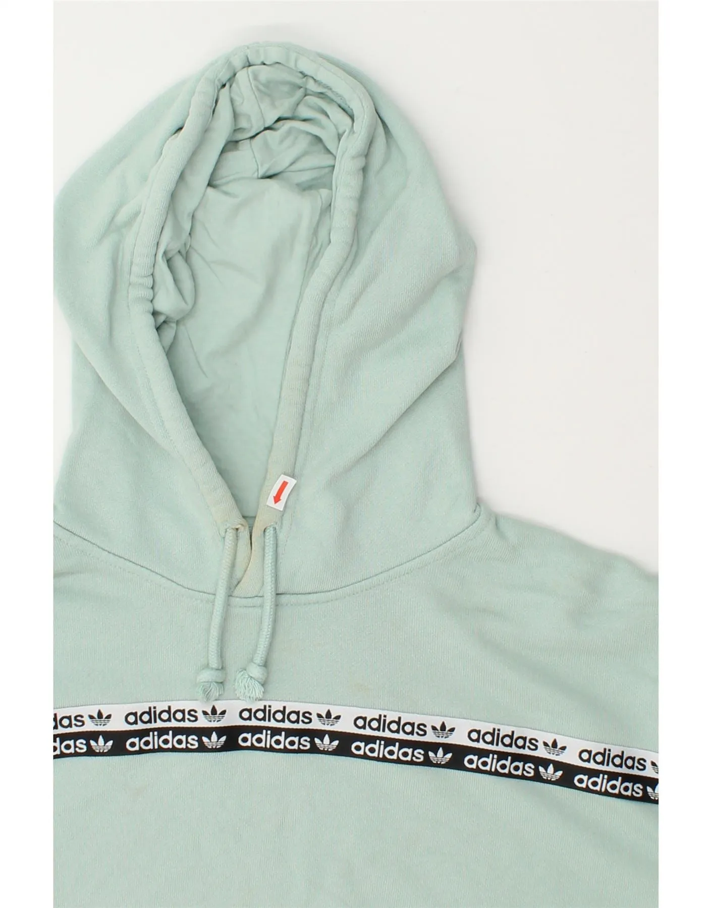 ADIDAS Womens Oversized Crop Graphic Hoodie Jumper UK 14 Medium Turquoise