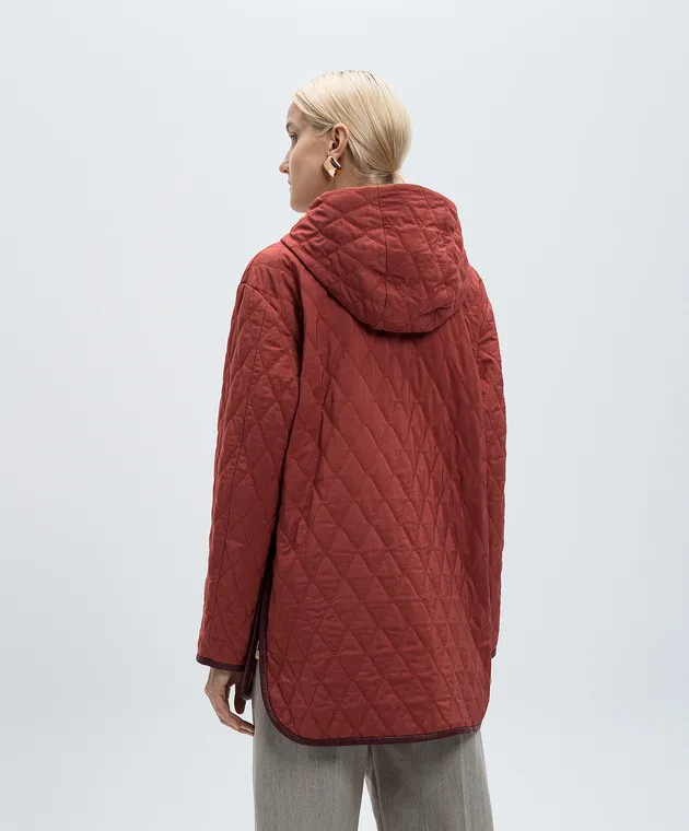 Agnona Giubbotto trapuntato bordeaux con inserti in pelle e logo in metallo TH0818YU6016