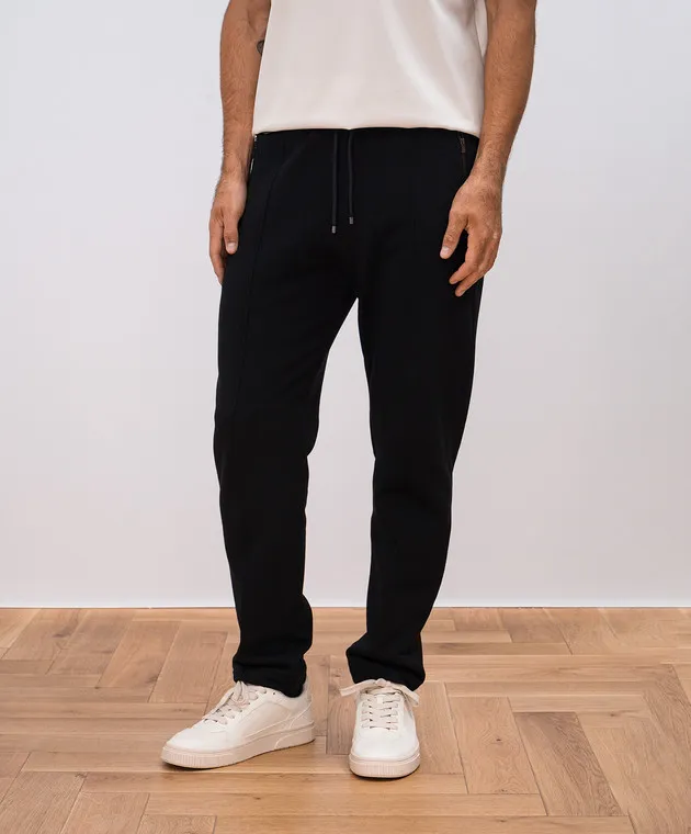 Agnona Pantaloni della tuta neri con cashmere T706UAYY2070