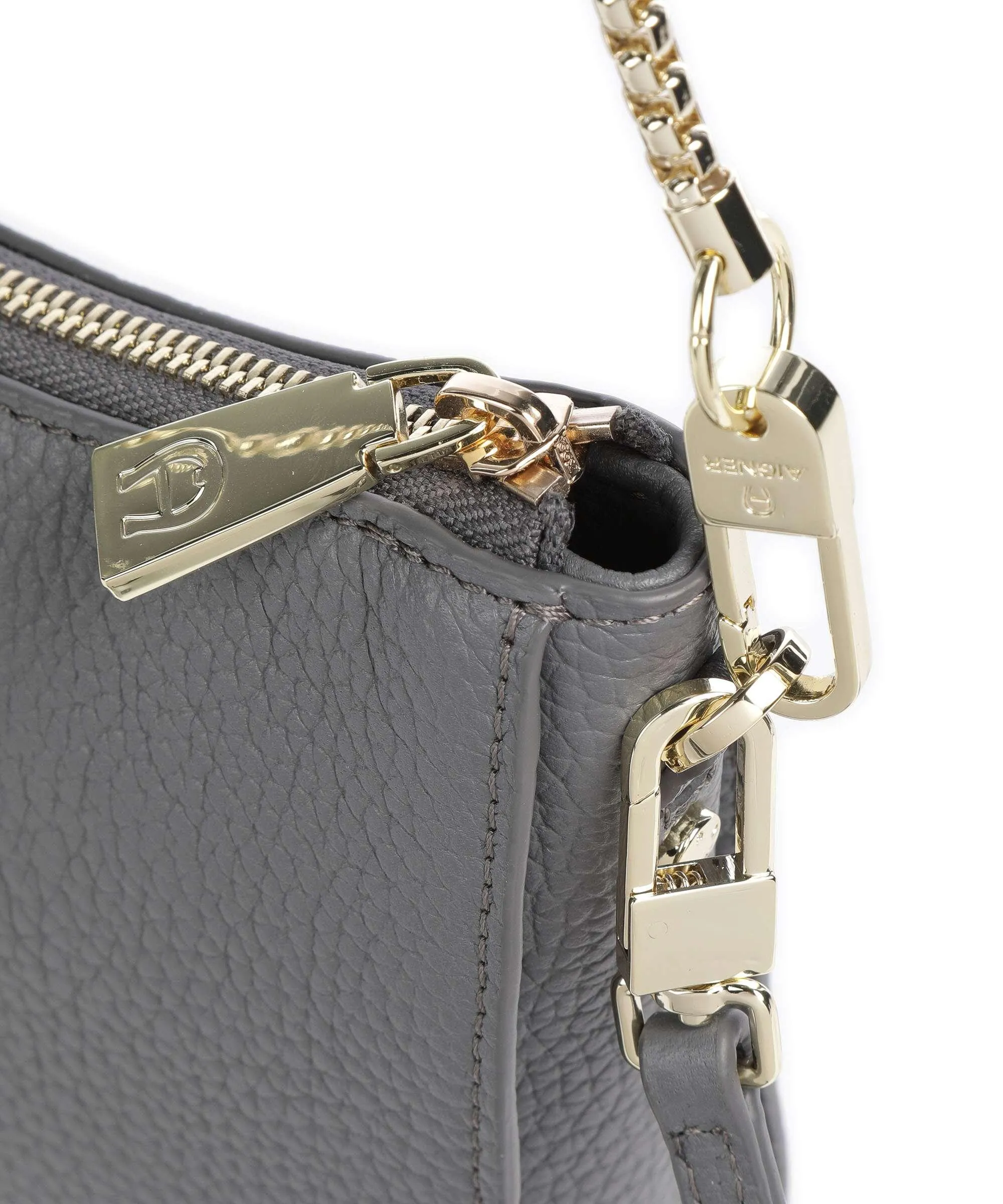  Aigner Ivy S Borsa a spalla pelle di vacchetta grana grigio  