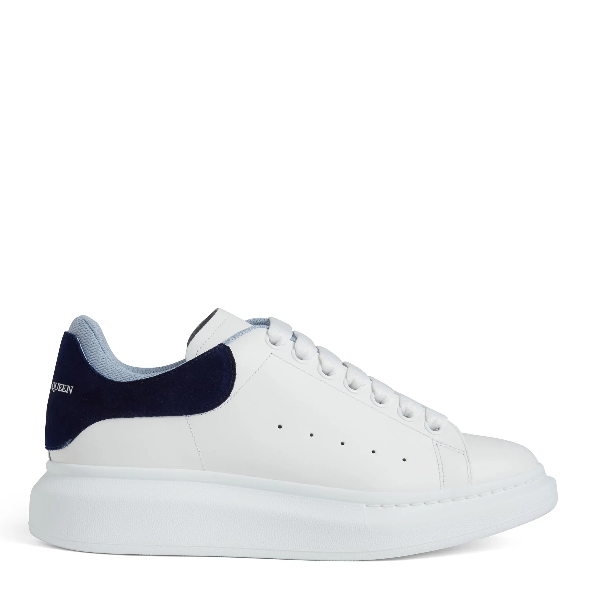 ALEXANDER MCQUEEN  Sneakers oversize in pelle bianca e blu