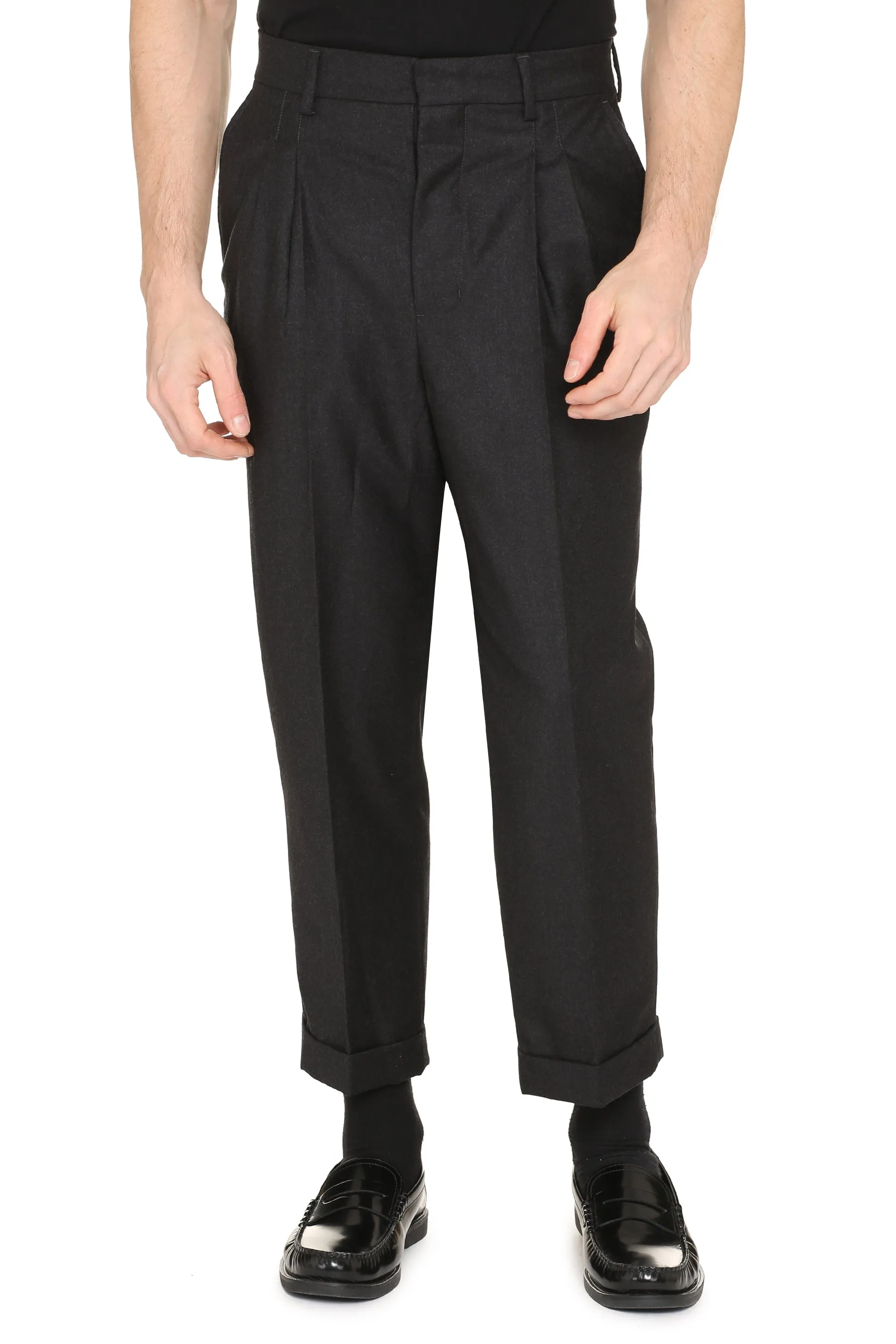 AMI PARIS Pantaloni cropped in lana