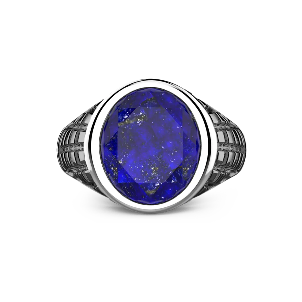Anello Zancan in argento con pietra blu.