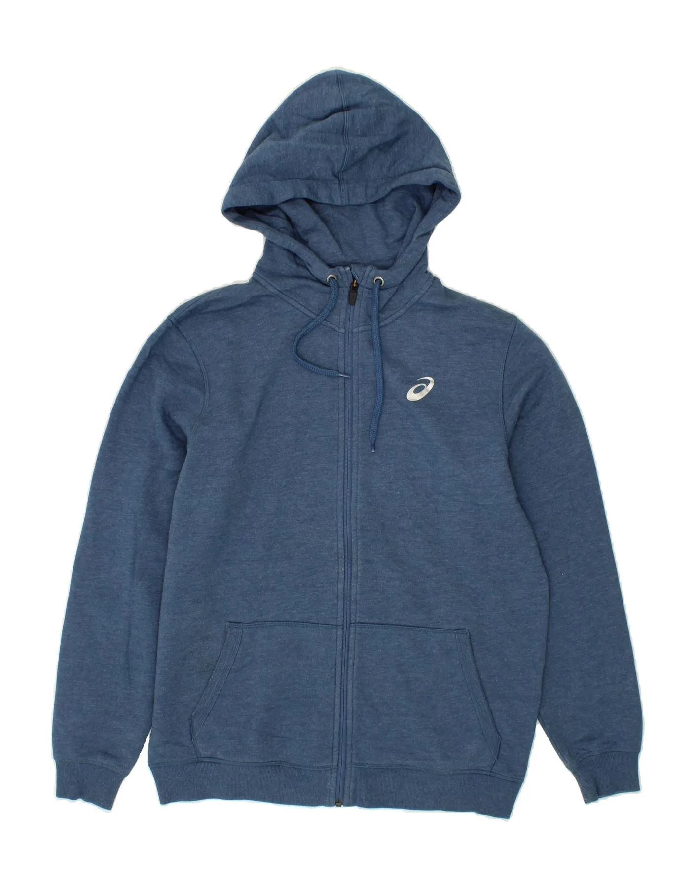 ASICS Mens Zip Hoodie Sweater Large Navy Blue Cotton
