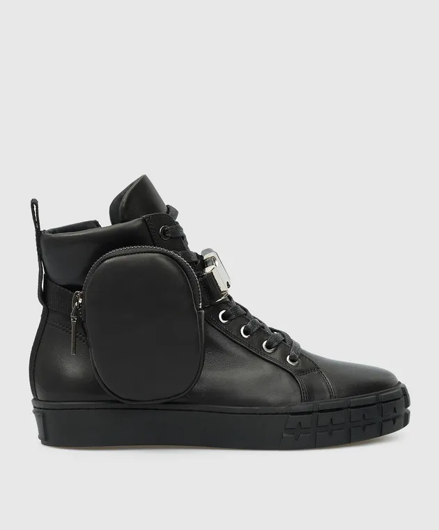 Babe Pay Pls Scarpe alte in pelle nera con tasche staccabili 4101140836