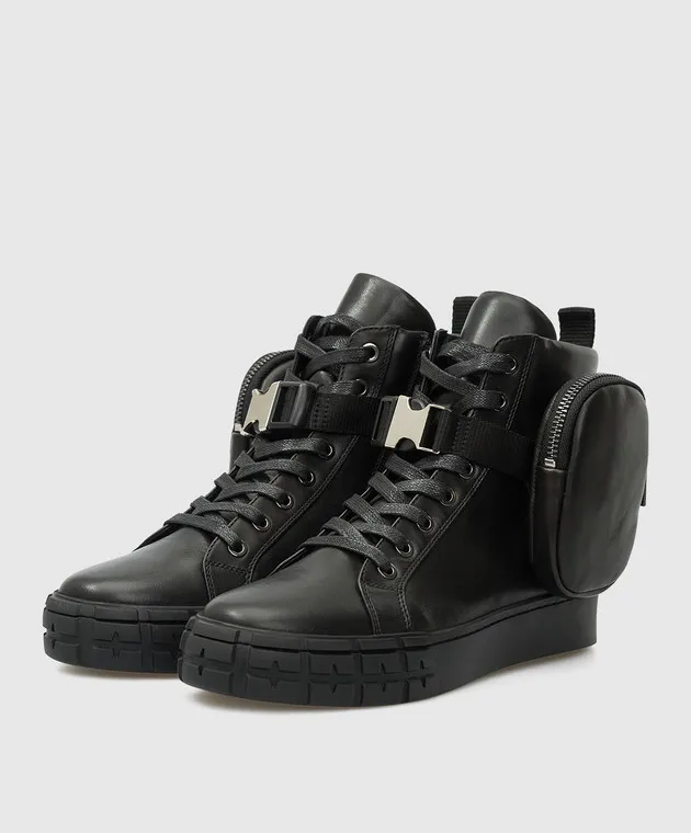 Babe Pay Pls Scarpe alte in pelle nera con tasche staccabili 4101140836