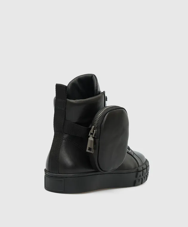 Babe Pay Pls Scarpe alte in pelle nera con tasche staccabili 4101140836