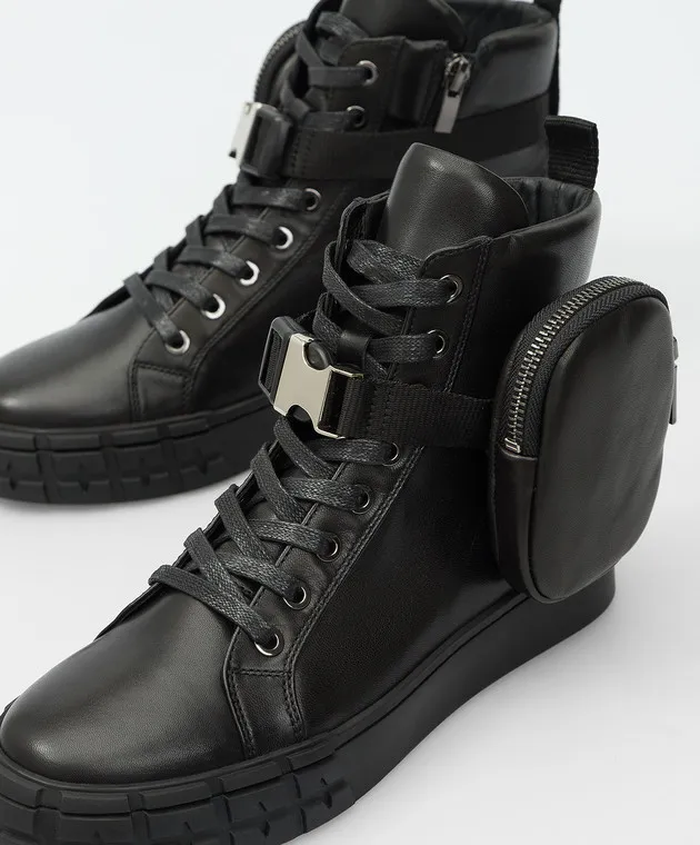 Babe Pay Pls Scarpe alte in pelle nera con tasche staccabili 4101140836