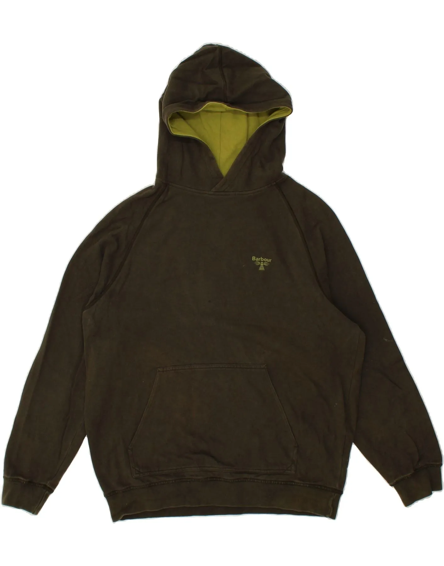 BARBOUR Mens Hoodie Jumper Large Khaki Cotton
