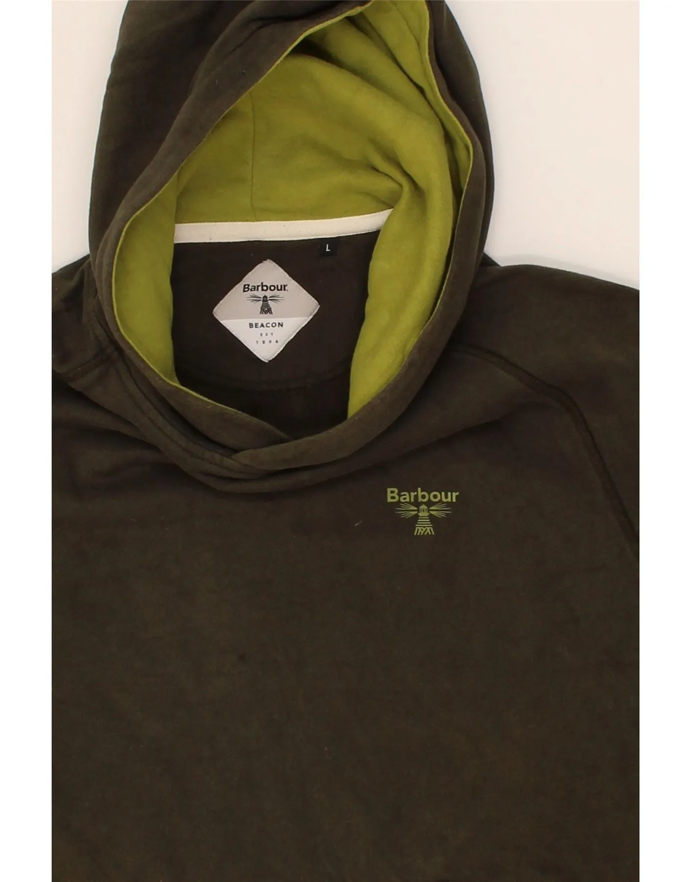 BARBOUR Mens Hoodie Jumper Large Khaki Cotton