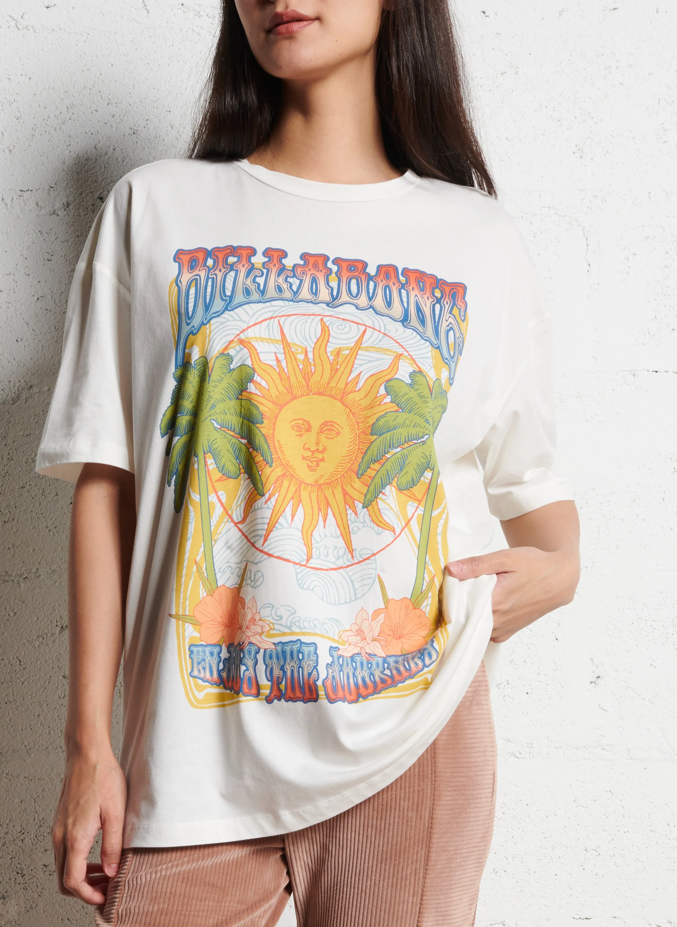  BILLABONG   ENJOY THE JOURN - T-shirt ampia a girocollo serigrafata | Bianco