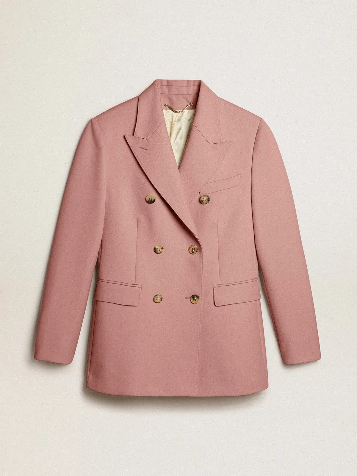 Blazer doppiopetto in tessuto sartoriale color rosa