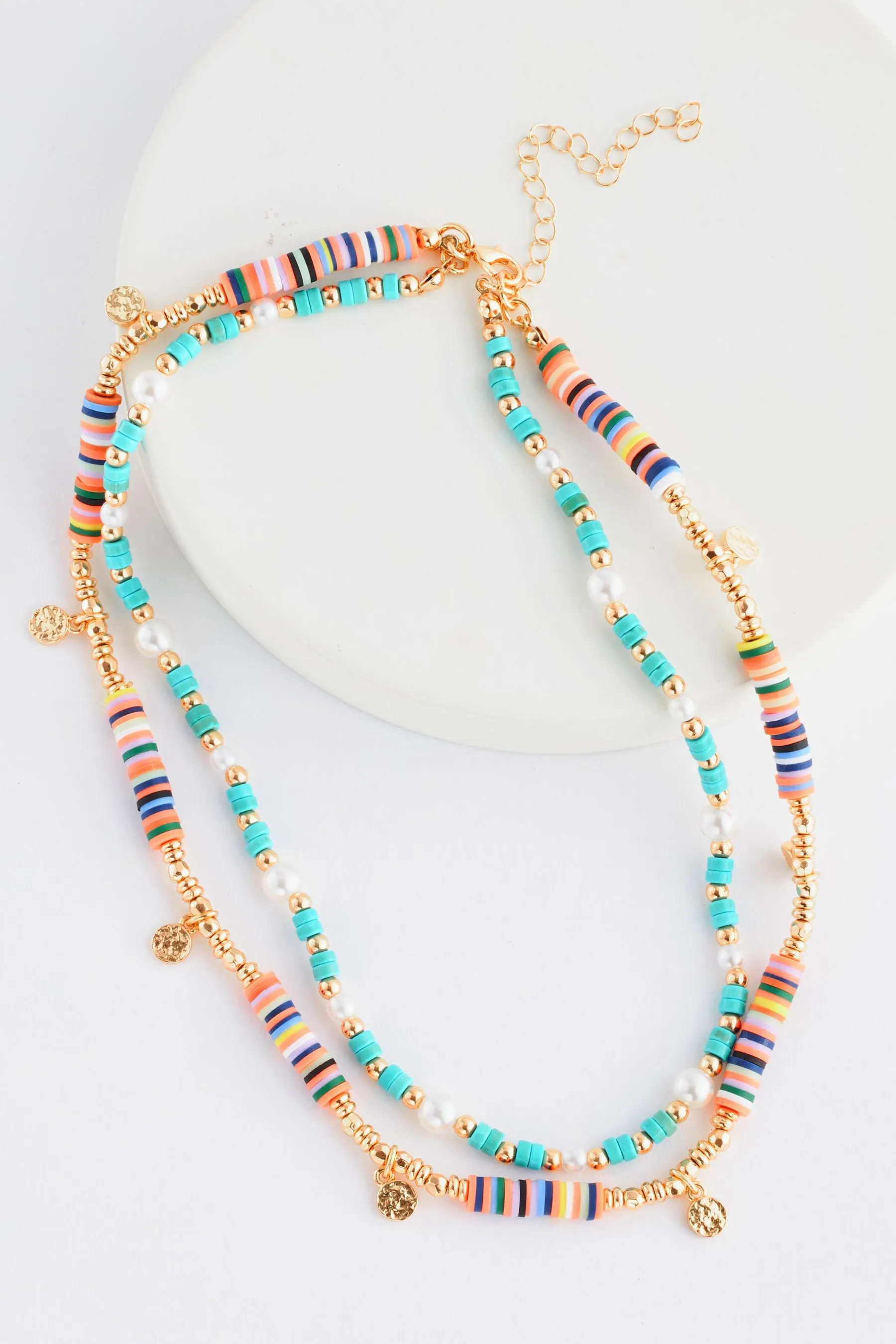Blu  - Collana a due strati con perline