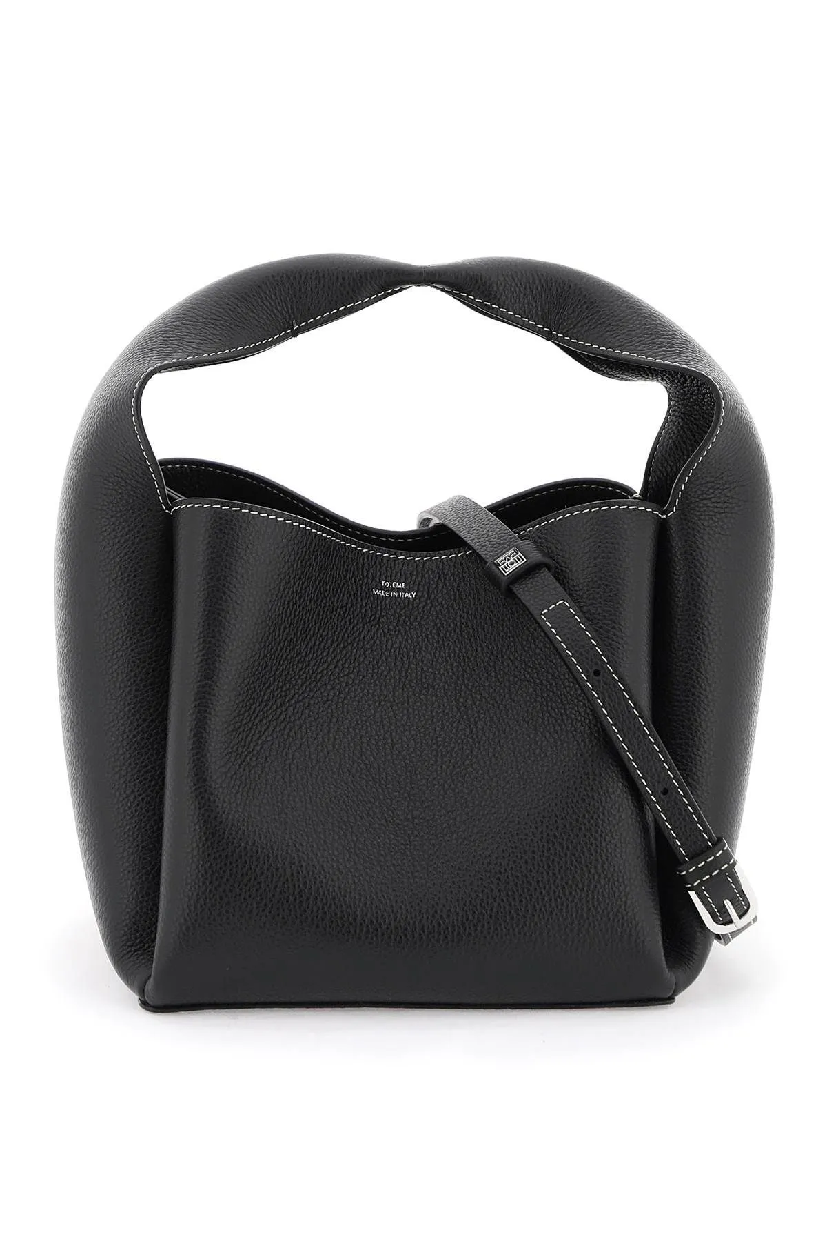 Borsa a secchiello in pelle martellata