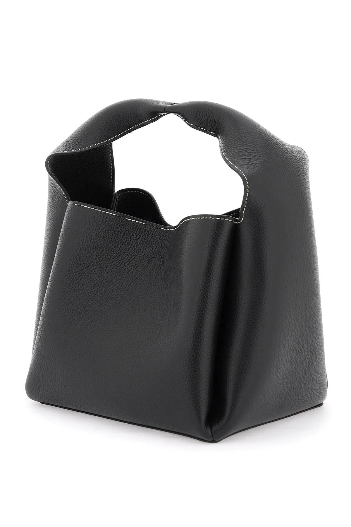 Borsa a secchiello in pelle martellata