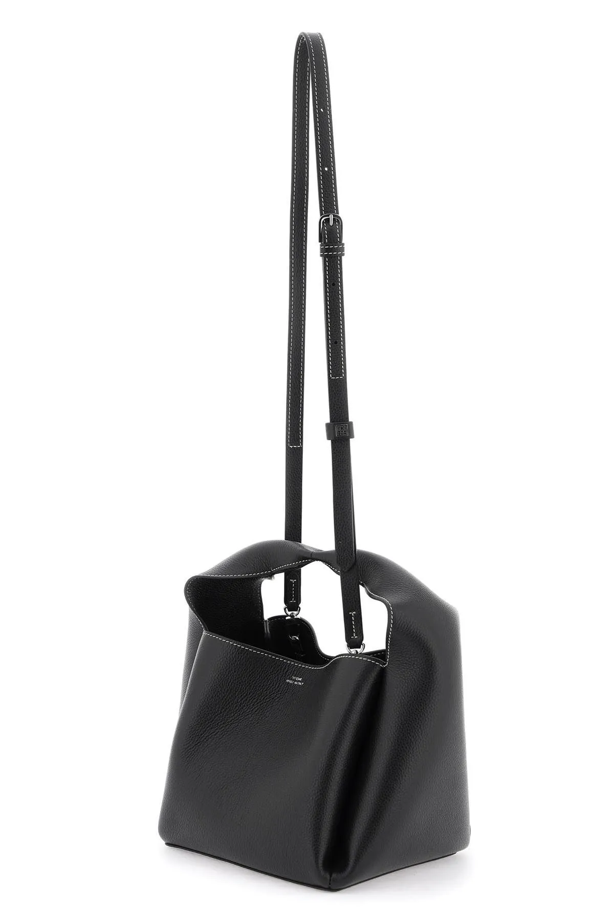 Borsa a secchiello in pelle martellata