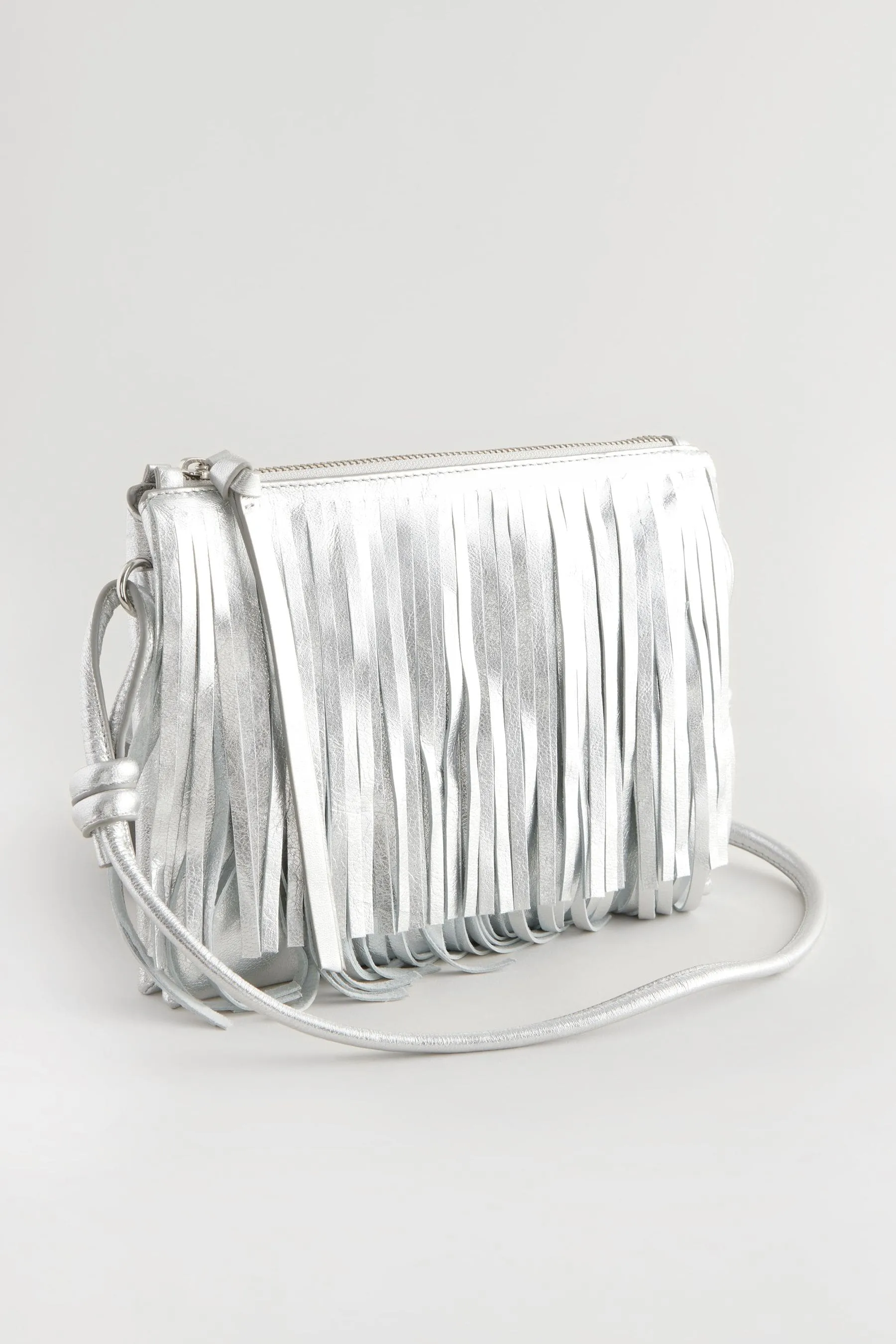 Borsa a tracolla western in pelle con frange    
