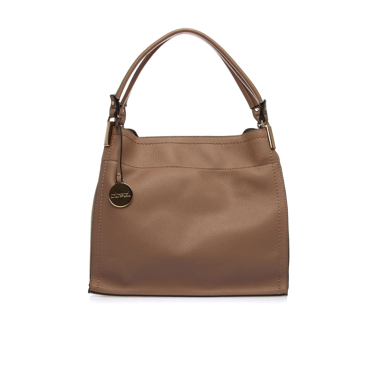 Borsa beige morbida con ciondolo
