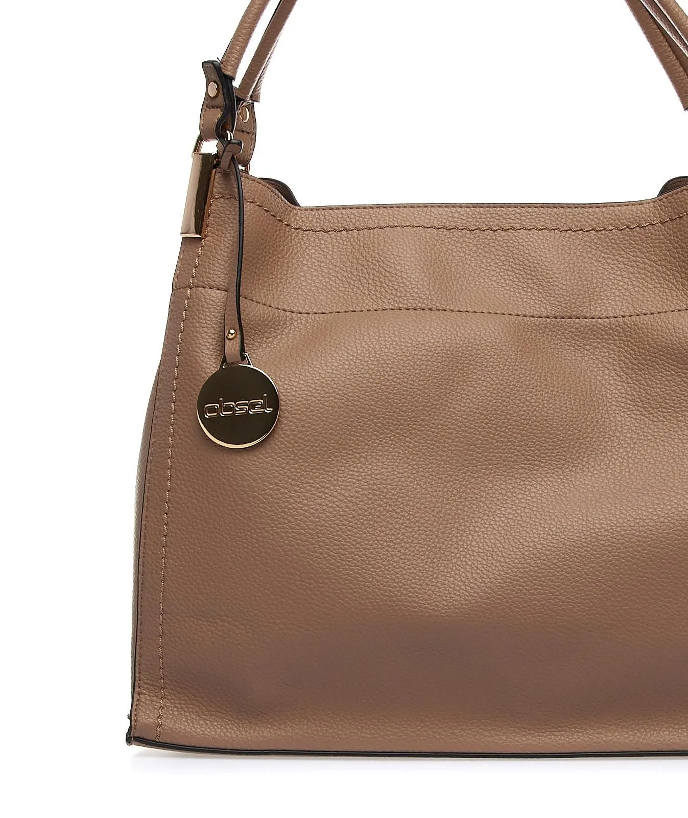 Borsa beige morbida con ciondolo