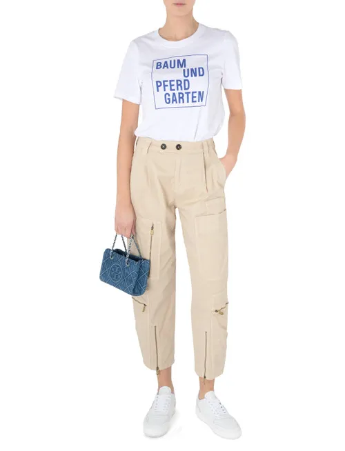Borsa Tory Burch Mini Fleming Soft Chain Tote in denim blu