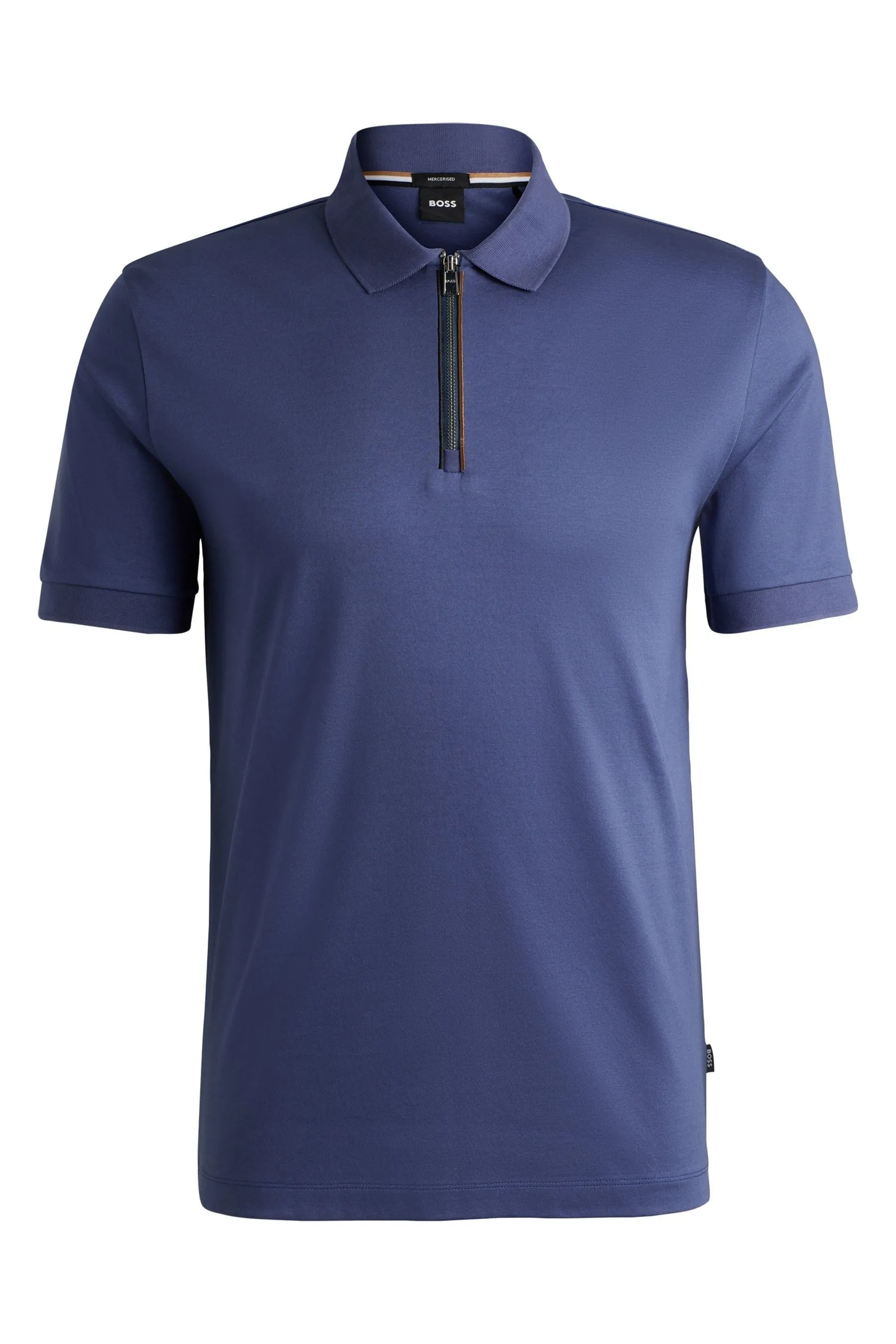 BOSS BOSS Slim Fit Zip Placket Mercerised Cotton Polo Shirt    