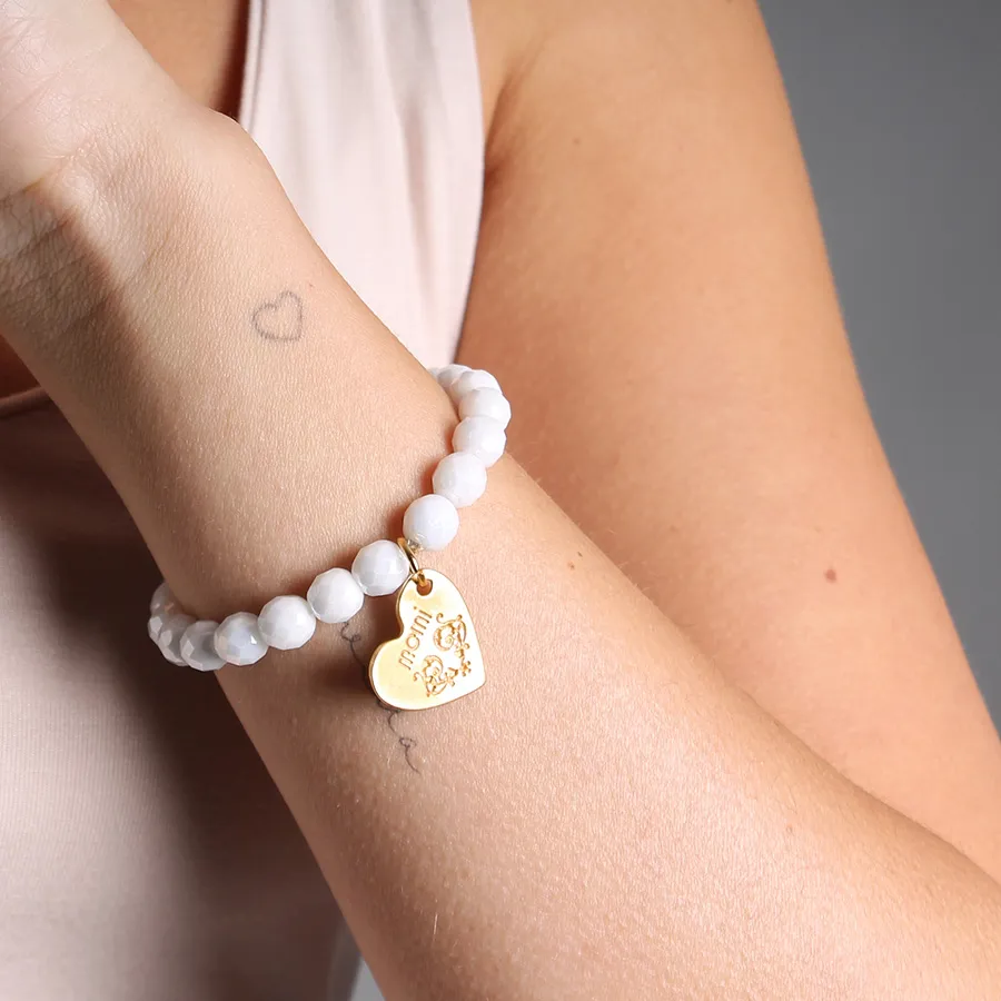 Bracciale bianco lucido cuore