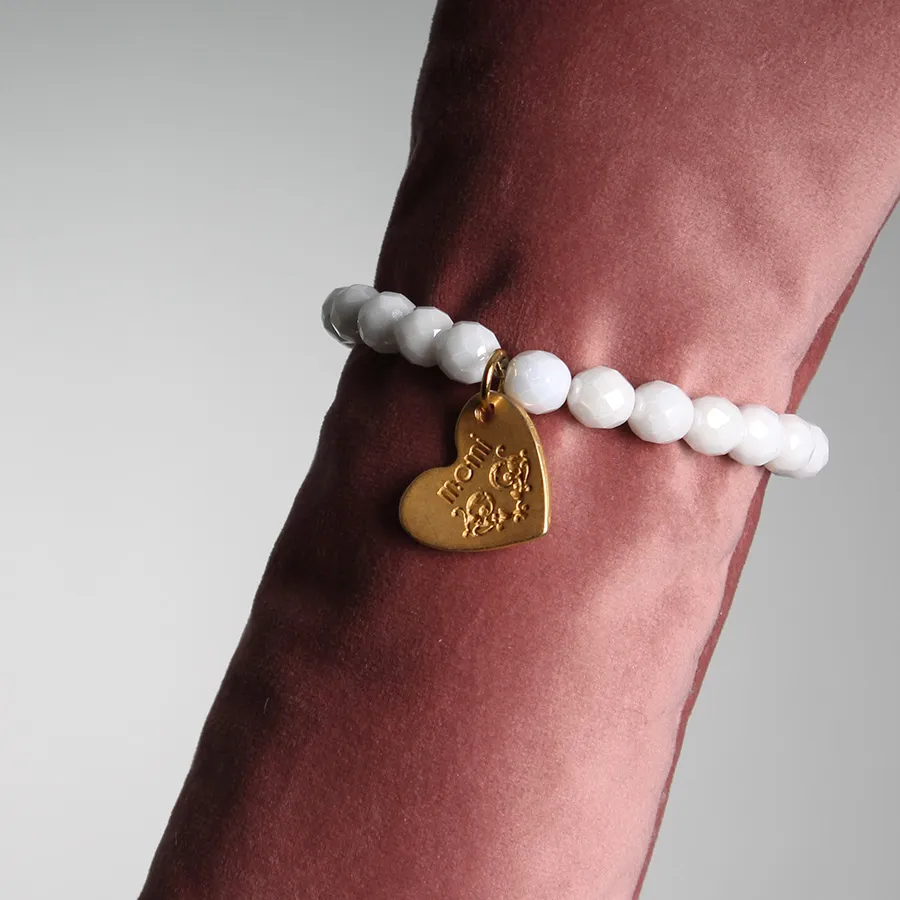 Bracciale bianco lucido cuore