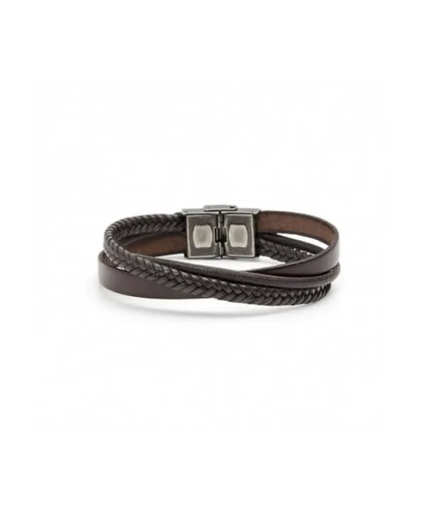 Bracciale Marlù Man Trendy cuoio, cotone e treccia